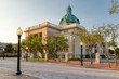 Historic Volusia County Courthouse with copper dome clock street view in DeLand, Florida