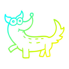 cold gradient line drawing cartoon dog