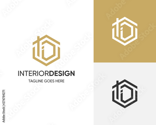 Initial Letter Logo Id Id With House Concept Interior Logo