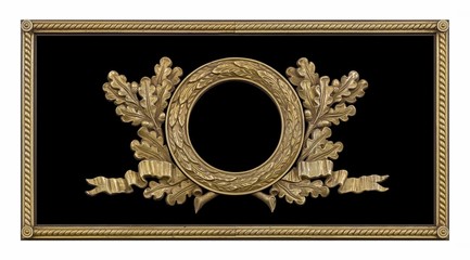 Golden decorative wreaths in the frame isolated on black background