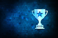 Trophy Icon Abstract Blue Background Illustration Design