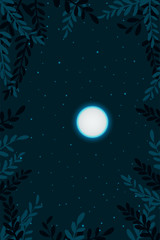 Wall Mural - night sky background. tops trees with moon on sky and star.