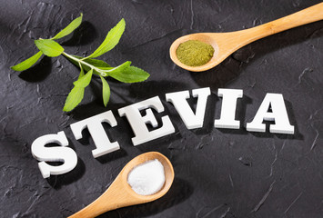 Wall Mural - Stevia rebaudiana - Natural organic sweetener. White background