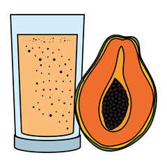 Sticker - papaya juice fruit with glass