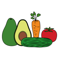 Sticker - fresh vegetables healthy food icons