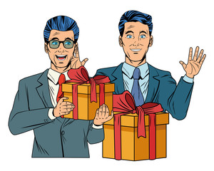 men avatar with gift box