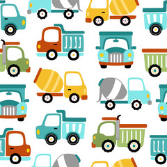 Wall Mural - Seamless pattern of colorful trucks