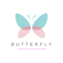 Colorful Butterfly Logo. Overlay Transparent Sheets Style.