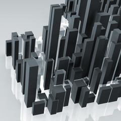 Wall Mural - Abstract dark city 3d block