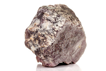 Macro stone Lepidolite mineral on white background