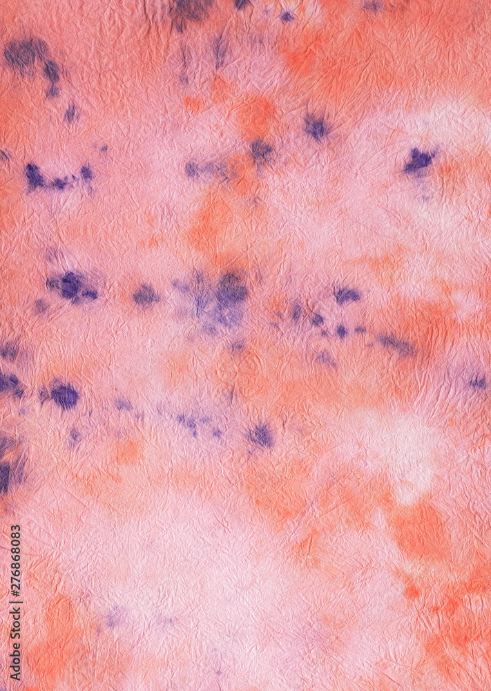 もみ紙のにじみ染め　ピンク系