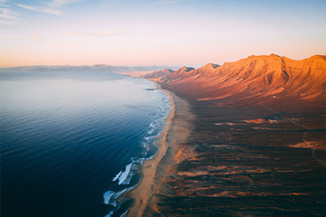 Aerial View Of Cofete Beach Valley In Fuerteventura