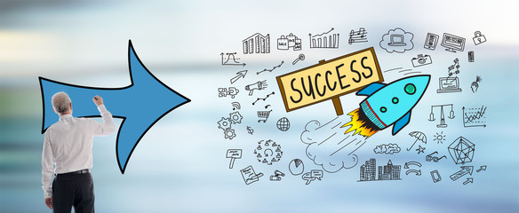 Wall Mural - Business success concept drawn by a man