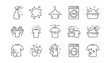 © blankstock - Laundry line icons. Dryer, Washing machine and dirt shirt. Laundromat, hand washing, laundry service icons. Linear set. Vector