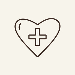 Canvas Print - Medical cross on heart line icon. Love symbol, medicine, health care. Healthcare concept. Vector illustration can be used for topics like hospital, cardiology, donation