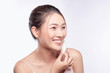 © makistock - natural beautiful woman with powder puff on white background