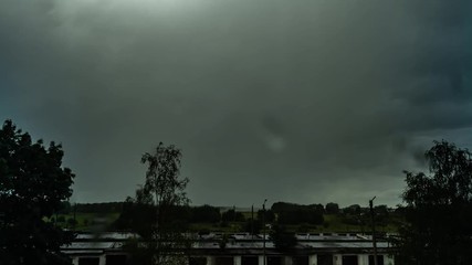 Wall Mural - Timelapse clouds over the green field. Stormy weather timelapse footage.