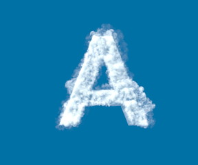 Wall Mural - letter A made of light white cloud on blue sky background, cloudy alphabet - 3D illustration of symbols