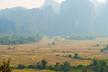 Wall Mural - Scenic mountains surrounding Vang Vieng