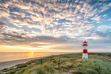 Red Lighthouse On The Island Of Sylt In North Frisia, Schleswig-Holstein, Germany