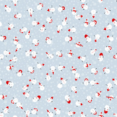 Wall Mural - Cute snowmen background for New Year and Christmas