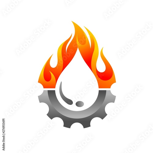 Fotografía oil logo accompanied gear and fire concept