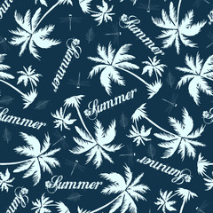 Naklejka na meble seamless pattern palm tree and summer text design