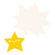 © lineartestpilot - happy cartoon star and speech bubble in retro style