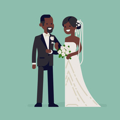 Black bride and groom characters