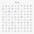 © zaurrahimov - 100 shapes outline icons set such as no push, empty bucket, paragraph, undelined, letter glow effect, strike through, moon and broom, spa room