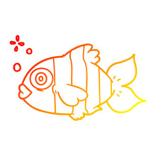 Warm Gradient Line Drawing Cartoon Exotic Fish