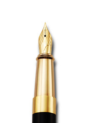 A luxurious gold fountain pen.