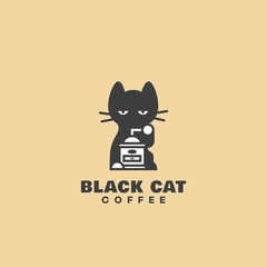 Wall Mural - Black cat coffee logo