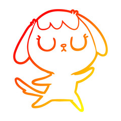 warm gradient line drawing cute cartoon dog