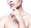 © beauty_objects - Lips, hand shoulder, partial beauty portrait of young woman with healthy perfect skin