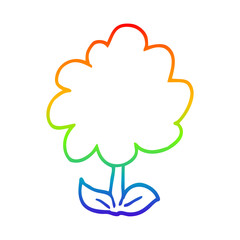 rainbow gradient line drawing cartoon flower