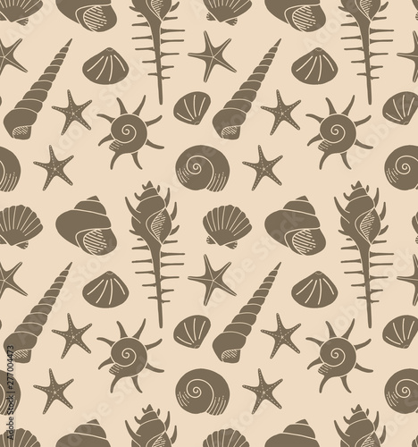 いろいろな貝殻のシームレスパターン