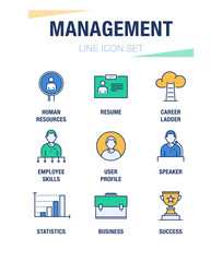 Wall Mural - MANAGEMENT LINE ICON SET