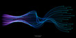 © korkeng - Vector wave lines flowing dynamic in blue green colors isolated on black background for concept of AI technology, digital, communication, science, music