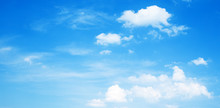 Sunny Background, Blue Sky With White Clouds 