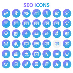 Wall Mural - trendy flat design big seo icons set