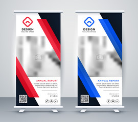 Wall Mural - stylish blue and red rollup banners set