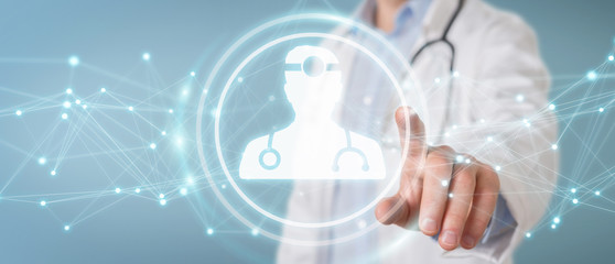Poster - Doctor using digital medical futuristic interface 3D rendering