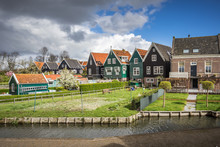 Characteristic Wooden Houses Of Marken, Waterland, North Holland