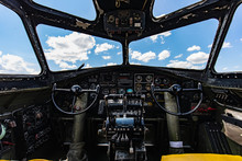 Inside The Pilot And Co-pilot Seat Of A B-17