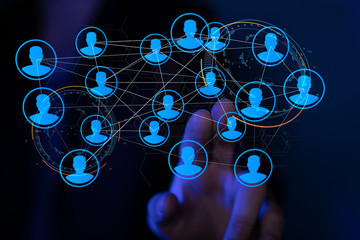 lines connected with dots as social communication concept