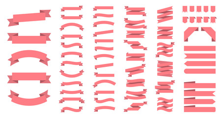 Wall Mural - ribbon or banner vector set. flat vector ribbons banners isolated background. ribbon red colored. se