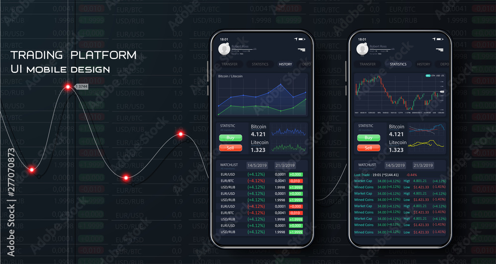 Different UI, UX, GUI screens binary option app and for mobile apps ...