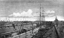 Dry Dock At Bremenhaven Seaport Of The Free Hanseatic City Of Bremen, Used For Construction, Maintenance, And Repair Of Ships, 19th Century