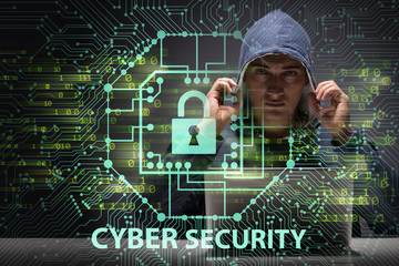 Young hacker in cybersecurty concept